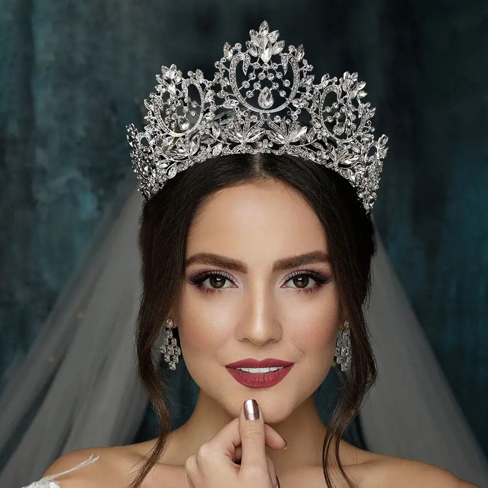 Elegant Rhinestone Bridal Crown – European & American Style Wedding Accessory - Nuriyya Bridal Accessories LLC