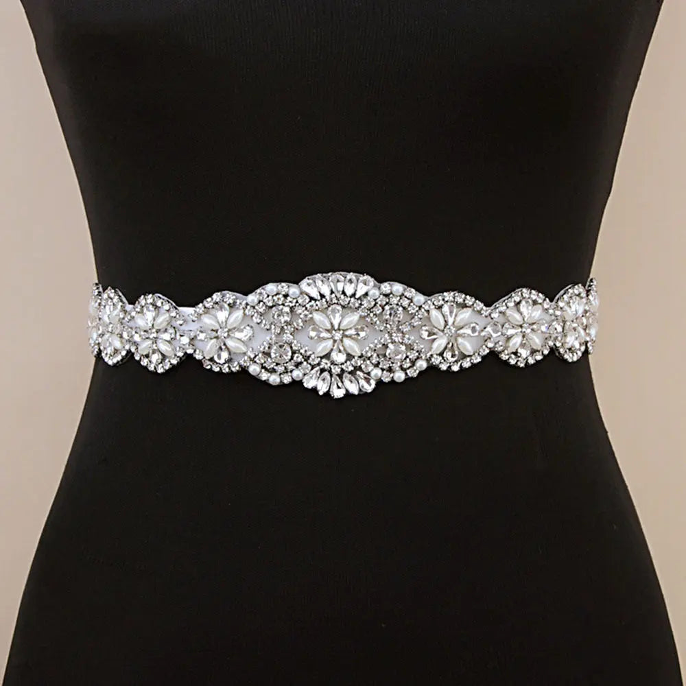 Bridal Wedding Belt with Rhinestone Decoration | Elegant Bow & Ribbon Design - Nuriyya Bridal Accessories LLC