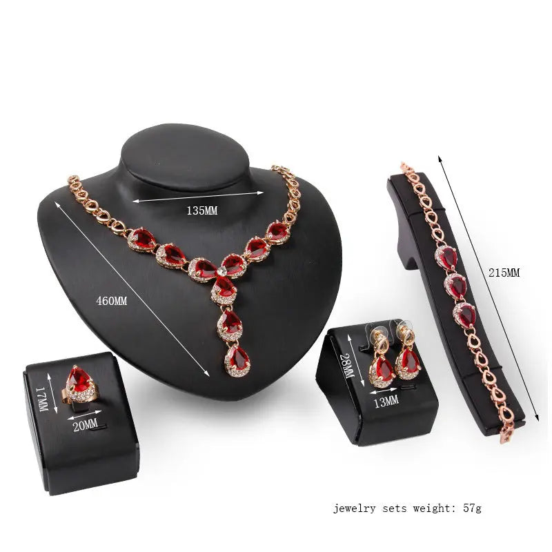 Elegant Red Gemstone Jewelry Set – Perfect Wedding Accessories - Nuriyya Bridal Accessories LLC