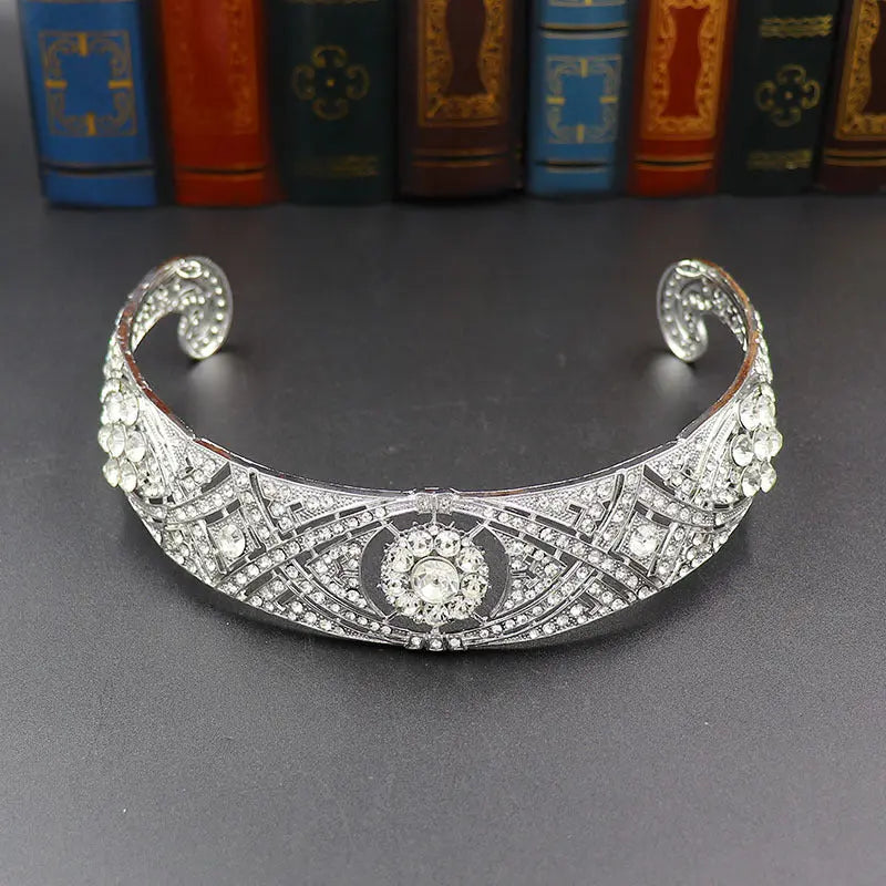 Silver Zircon crown – Elegant Alloy Wedding Headpiece - Nuriyya Bridal Accessories LLC