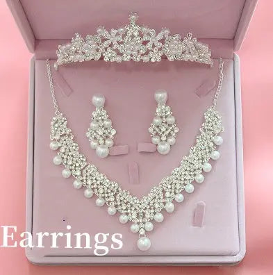 Elegant Korean Bridal Jewelry Set – Crown, Pearl Necklace & Accessories - Nuriyya Bridal Accessories LLC