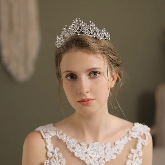 Elegant Rhinestone Bridal Crown – Alloy Silver Wedding Headpiece - Nuriyya Bridal Accessories LLC