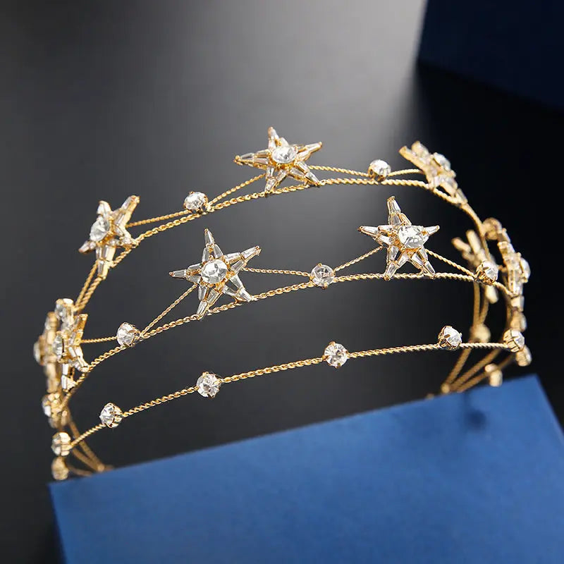 Bridal Gold Hair Hoop – Elegant Wedding Headdress - Nuriyya Bridal Accessories LLC