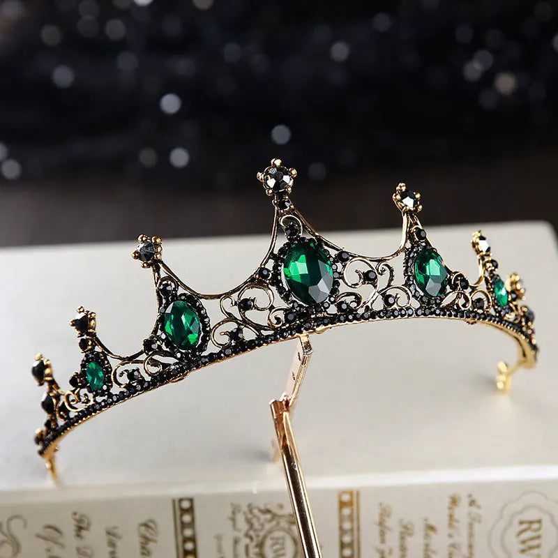 Elegant Vintage Black Diamond Crown – Luxury Bridal Headwear for Weddings - Nuriyya Bridal Accessories LLC