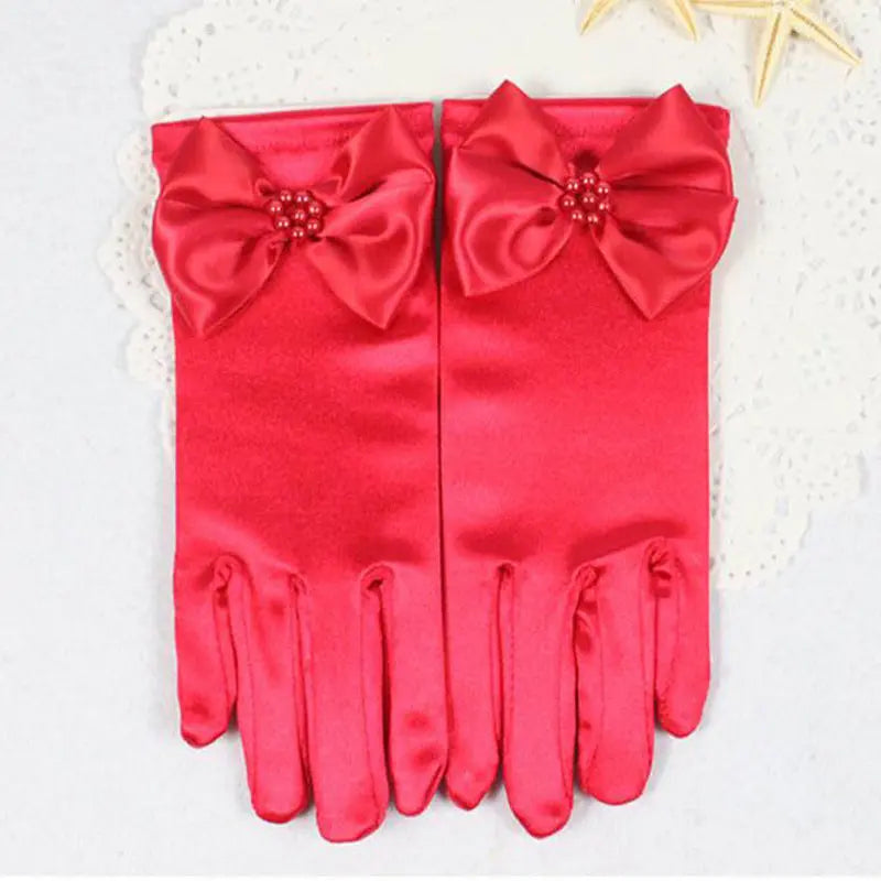 Elegant Flower Girl Gloves – Long Split Finger Gloves with Bow Detail - Nuriyya Bridal Accessories LLC