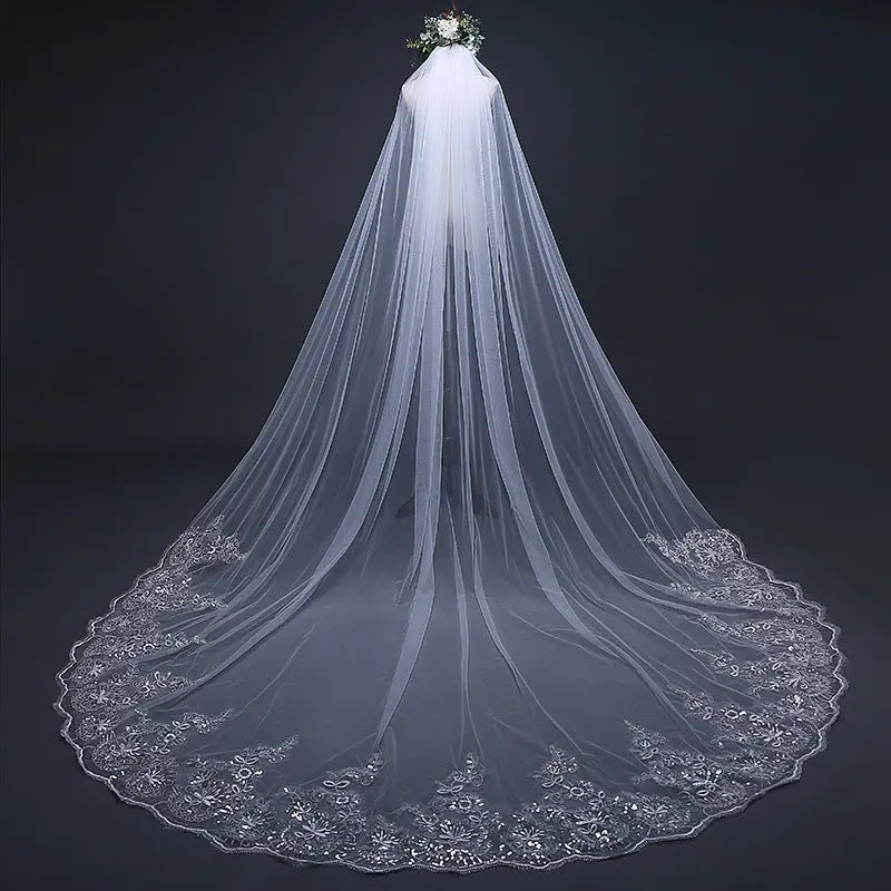 Elegant Mesh Cathedral Bridal Veil – Perfect Wedding Accessory - Nuriyya Bridal Accessories LLC