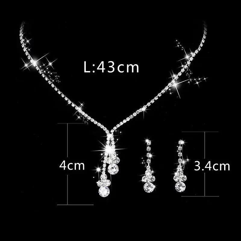 Elegant Bridal Jewelry Set – Rhinestone Zircon Necklace & Earrings - Nuriyya Bridal Accessories LLC