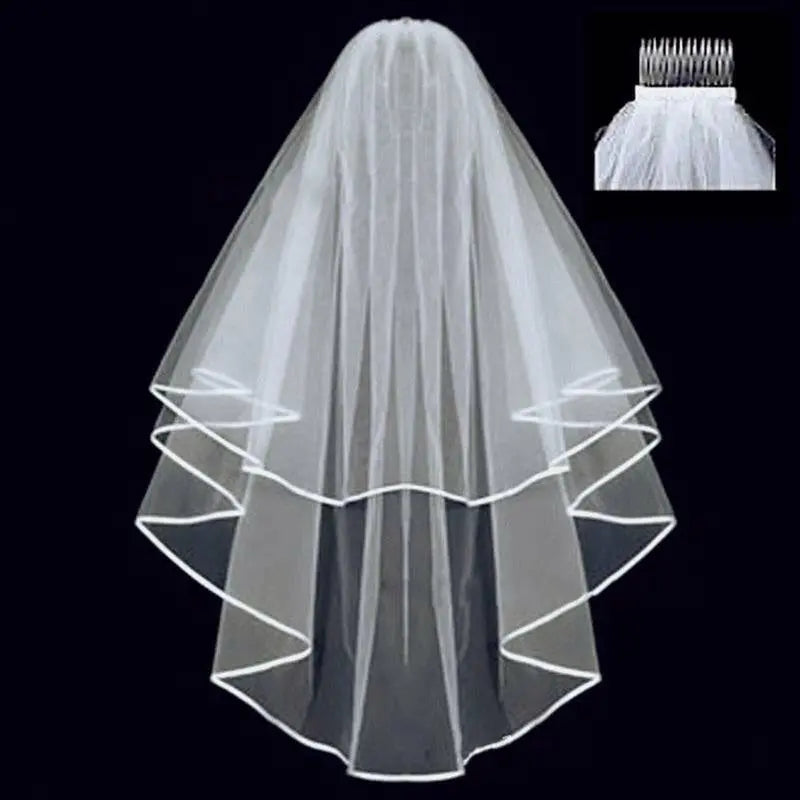 Elegant Bridal Knot Wedding Veil | Double Layer American Net Veil for Brides - Nuriyya Bridal Accessories LLC