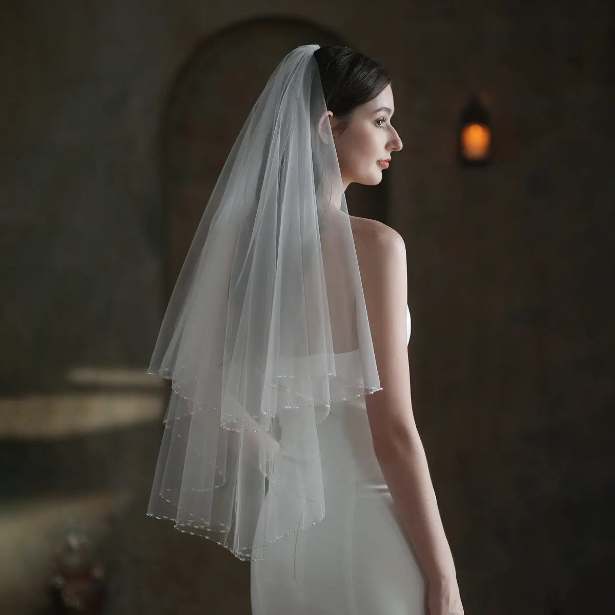 Exquisite Handmade Bridal Veil | Elegant Bridal Headdress for Weddings & Photoshoots - Nuriyya Bridal Accessories LLC