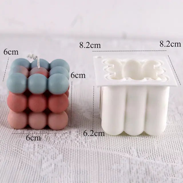 Premium Non-Stick Silicone Bubble Cube Candle Mold | 3D Aromatherapy Crafting - Nuriyya Bridal Accessories LLC