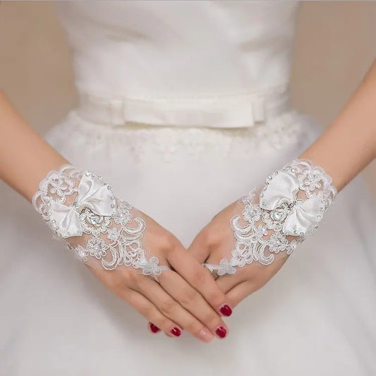 Elegant Bridal Gloves with Rhinestones – Perfect Wedding Accessory - Nuriyya Bridal Accessories LLC