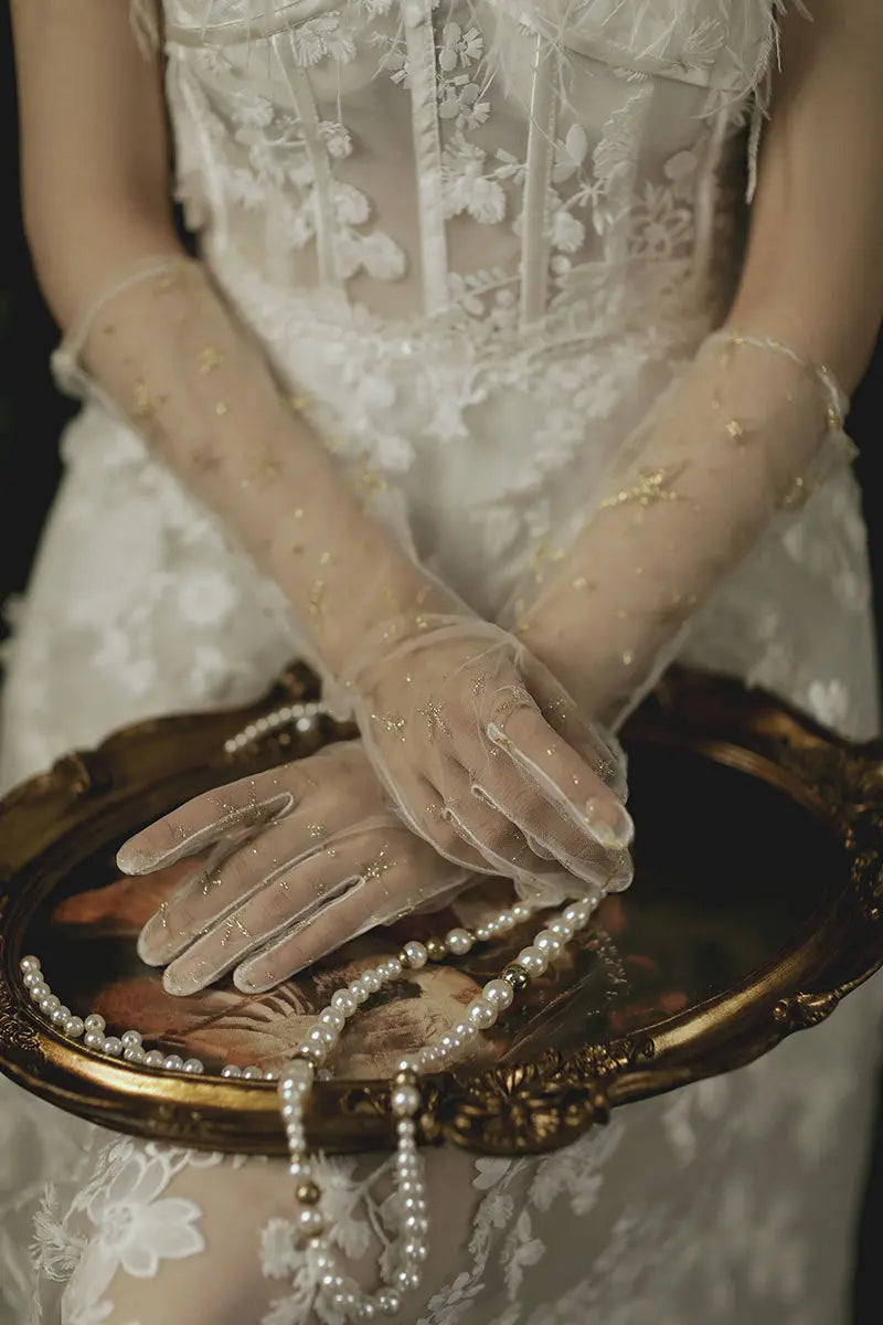 Elegant Bridal Lace Fingerless Wedding Gloves - Nuriyya Bridal Accessories LLC