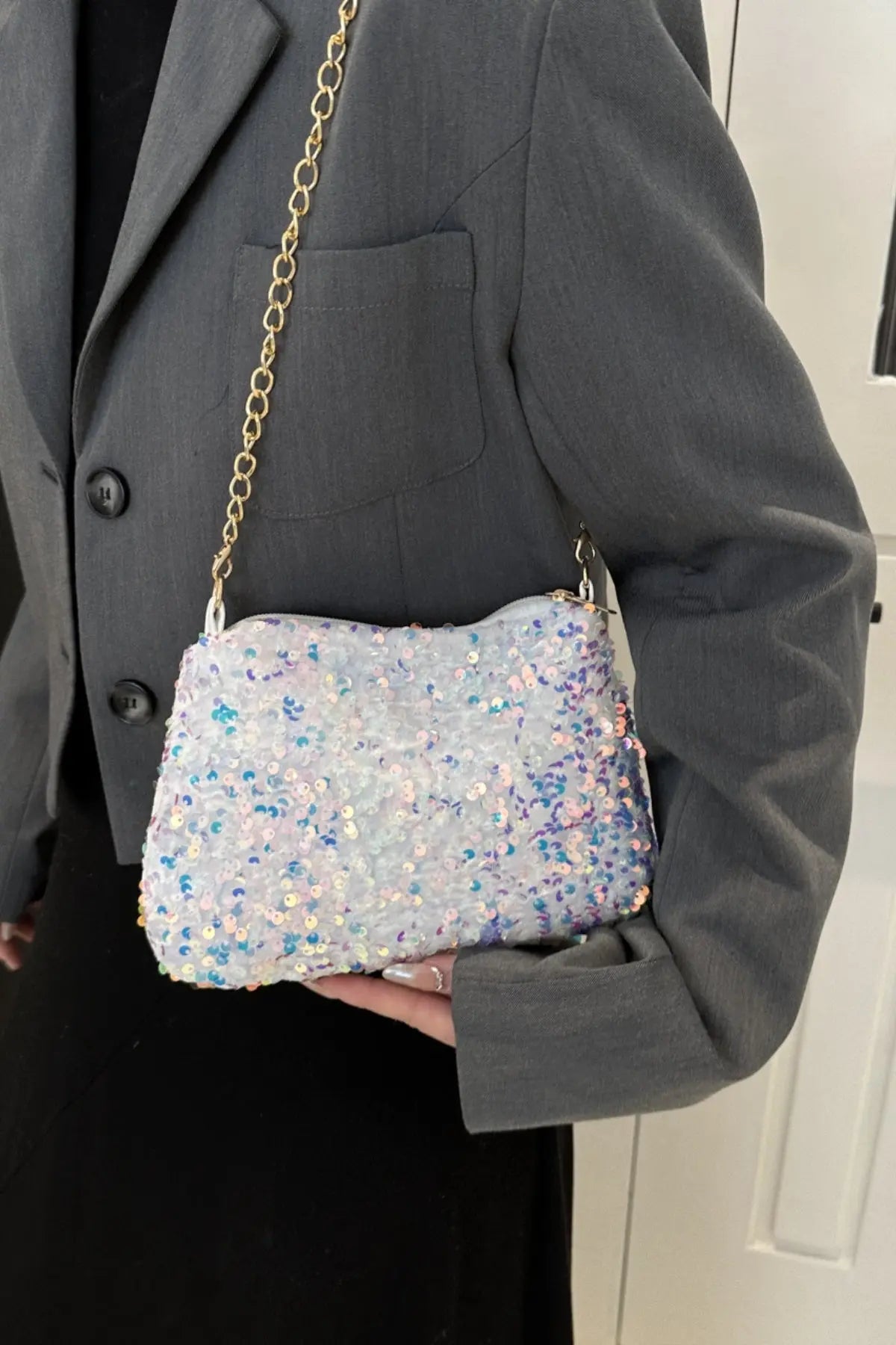 Sequin Shoulder Bag | Small Glamorous Polyester Bag - Nuriyya Bridal Accessories LLC