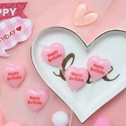 Romantic Heart-Shaped Birthday Cake Candles – Love-Inspired Celebration Set - Nuriyya Bridal Accessories LLC