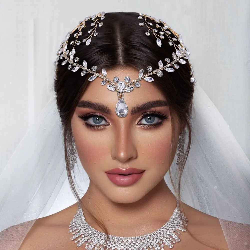 Elegant Rhinestone Bridal Tiara – Silver & Gold Wedding Headpiece - Nuriyya Bridal Accessories LLC