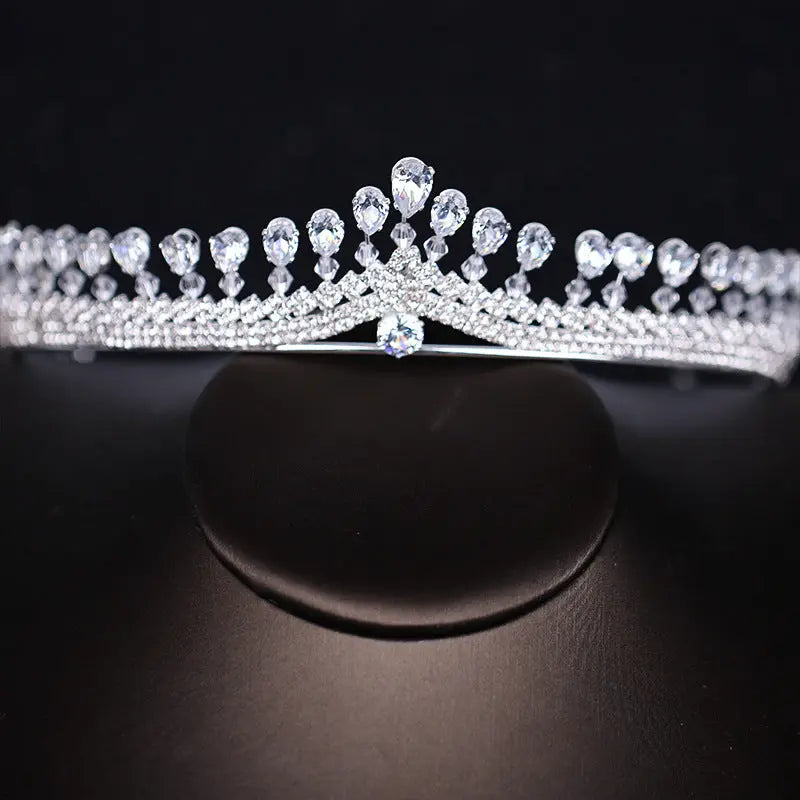 Elegant Silver Zircon Crown Bridal Headband | Sparkling Alloy Wedding Accessory - Nuriyya Bridal Accessories LLC