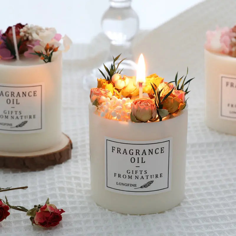 Elegant Dried Flowers Aromatherapy Candles – Gift-Ready and Decor-friendly - Nuriyya Bridal Accessories LLC