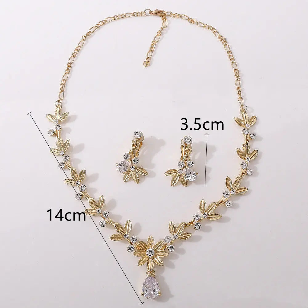 Elegant Zircon Bridal Jewelry Set – Earrings & Necklace - Nuriyya Bridal Accessories LLC