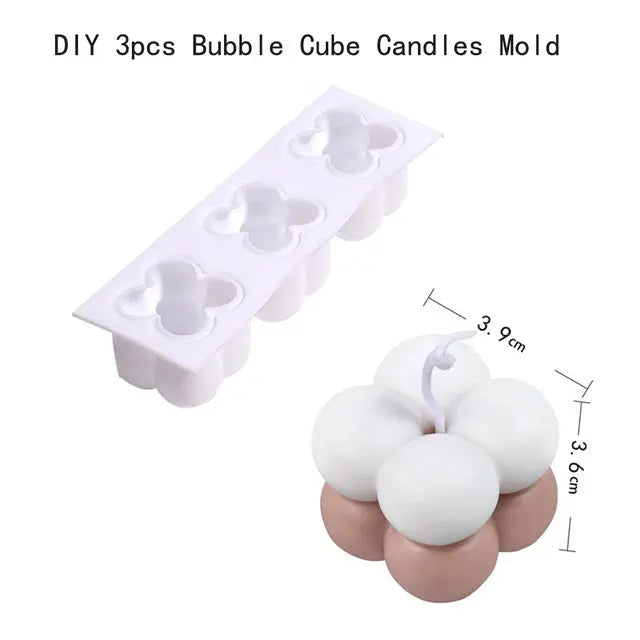 Premium Non-Stick Silicone Bubble Cube Candle Mold | 3D Aromatherapy Crafting - Nuriyya Bridal Accessories LLC