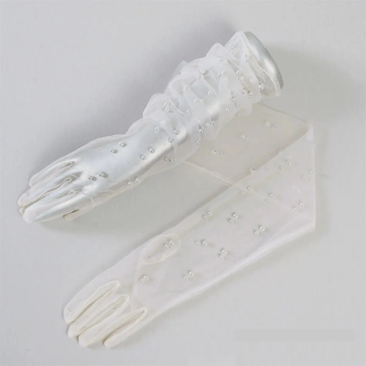 Elegant Summer Bridal Pearl Mesh Gloves – Multiple Colors & Styles - Nuriyya Bridal Accessories LLC