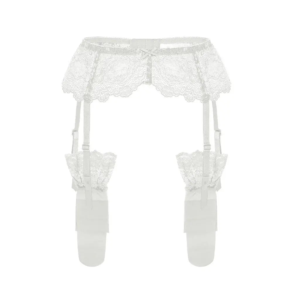 Elegant Vintage Lace Garter & Button-Clip Stockings – Non-Slip Leg Ring - Nuriyya Bridal Accessories LLC