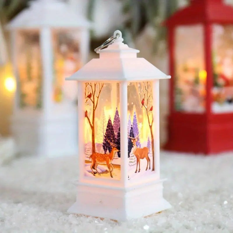 Vintage Christmas Lantern – Snow Deer & Castle Design - Nuriyya Bridal Accessories LLC